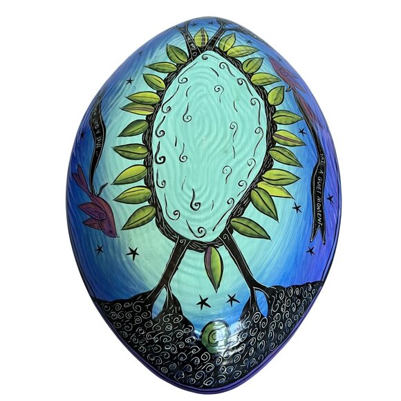 Terri Kern Vintage Handmade Moon Star Night Oval Serving Platter Bowl 14" Signed - Picture 2 of 16